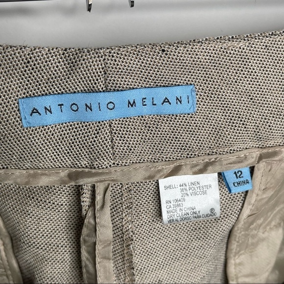 Antonio Melani Beige Linen Pants Size 12 - Picture 3 of 8